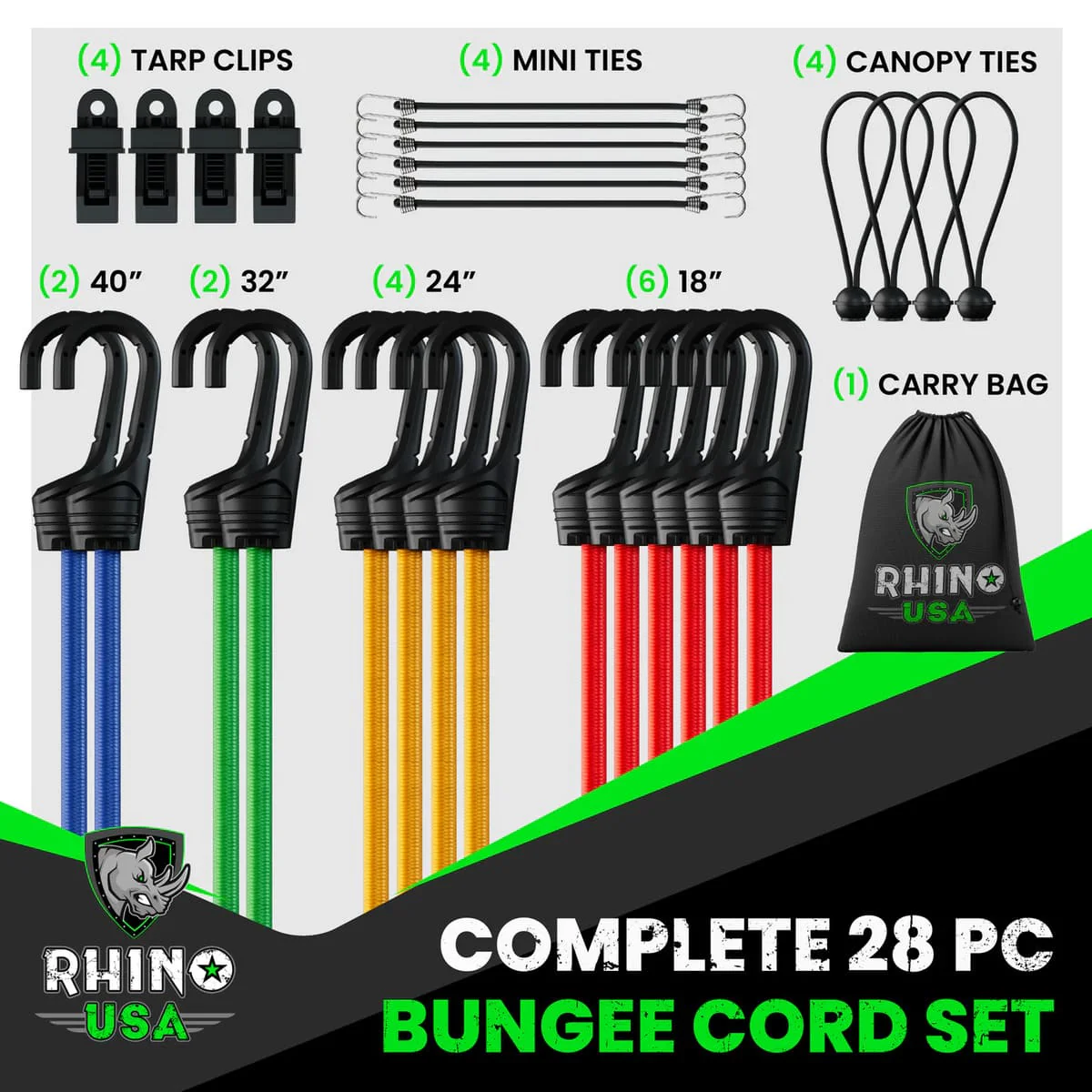 Rhino USA 28 Piece Bungee Cord Set - Image 2