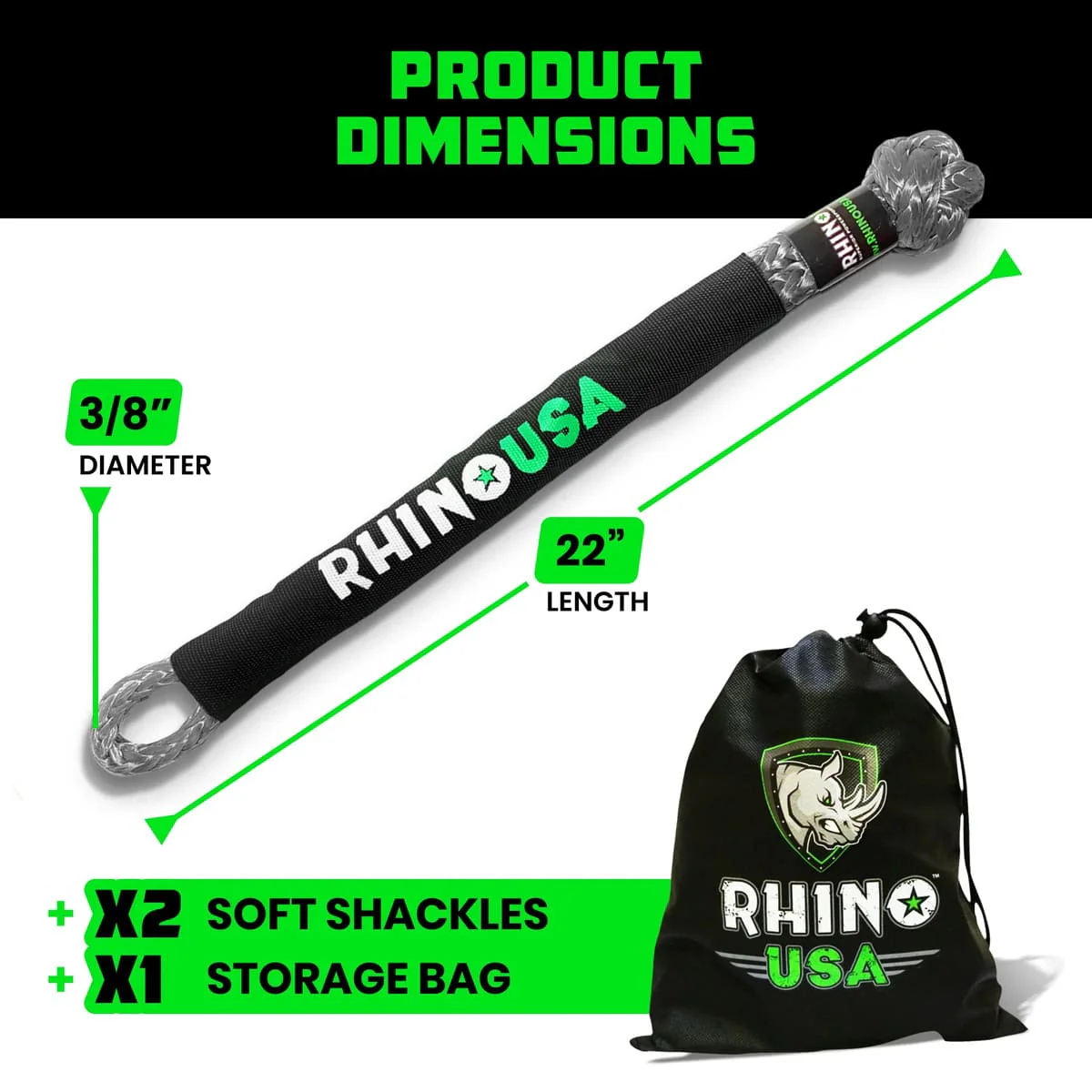 Rhino USA 3/8" Synthetic Soft Shackles - Image 2