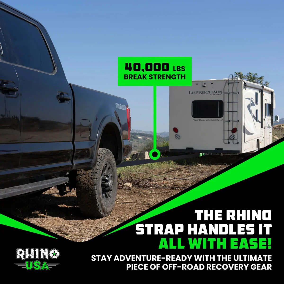 Rhino USA 4" x 30' Ultimate Recovery Tow Strap - Image 5