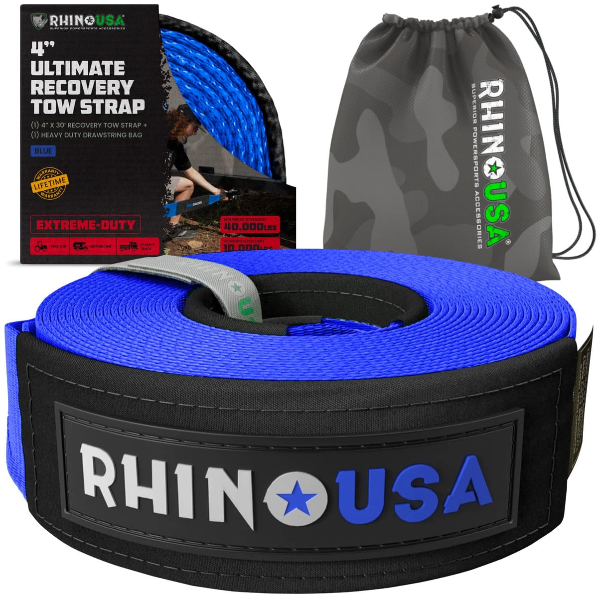 Rhino USA 4" x 30' Ultimate Recovery Tow Strap - Image 9