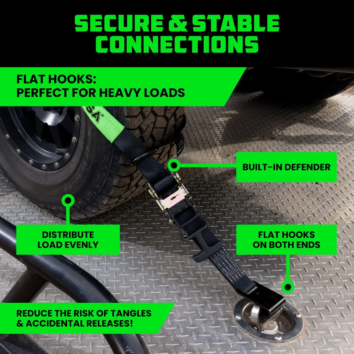 Rhino USA Flat-Hooks Car Tie-Down Lasso Straps - Image 5