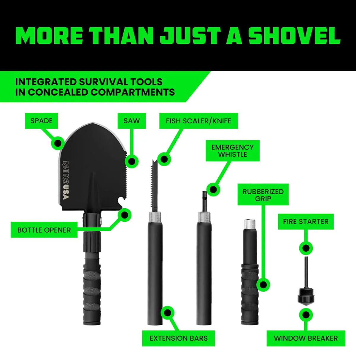 Rhino USA Ultimate Survival Shovel - Image 4