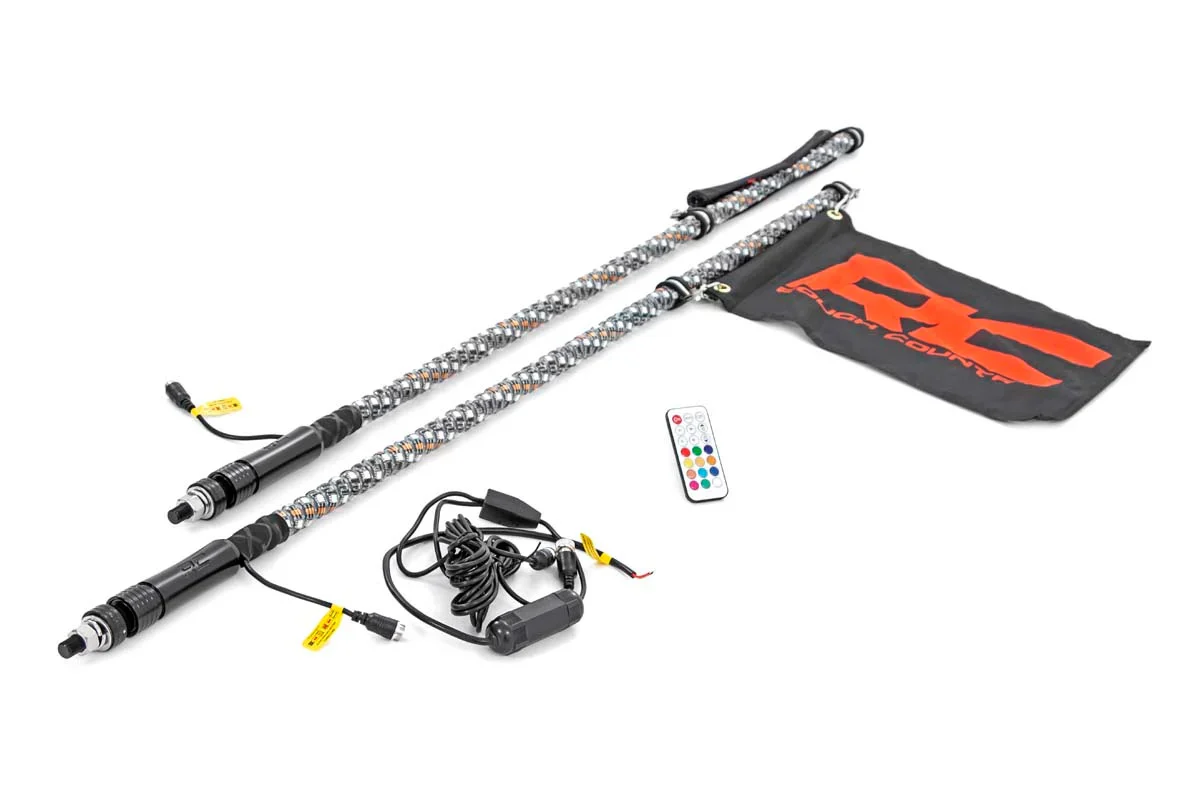 Rough Country Multi-Color LED Whip 4' Long - Pair - Image 3