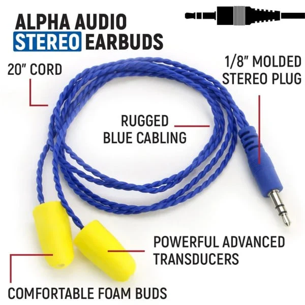 Rugged Radios AlphaBud Foam Earbud Speakers - Stereo - Image 2