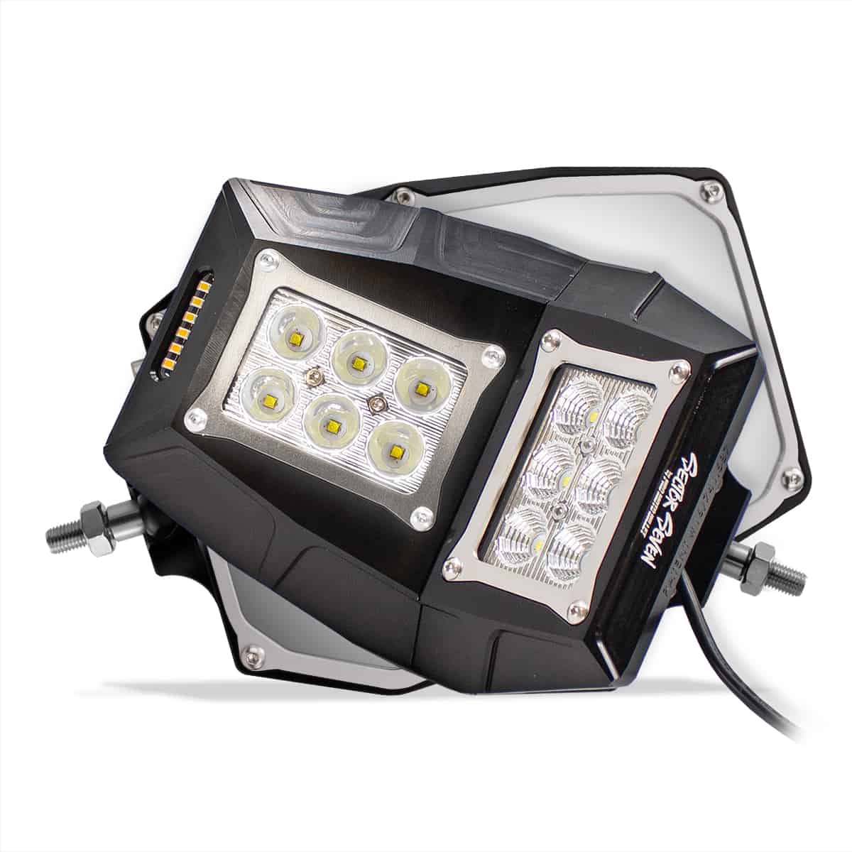 Sector Seven Sawtooth Black LED Light Mirror w/ 1 1/4"-1 5/8" Infinity Mounts