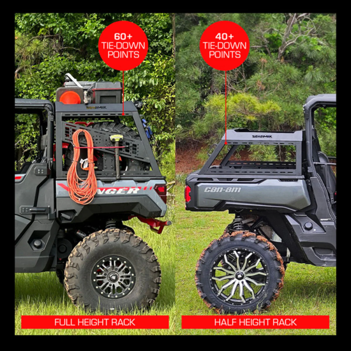 Seizmik '15-'26 Polaris Ranger Crew XP 1000 Half Height Bed Rack - Image 11