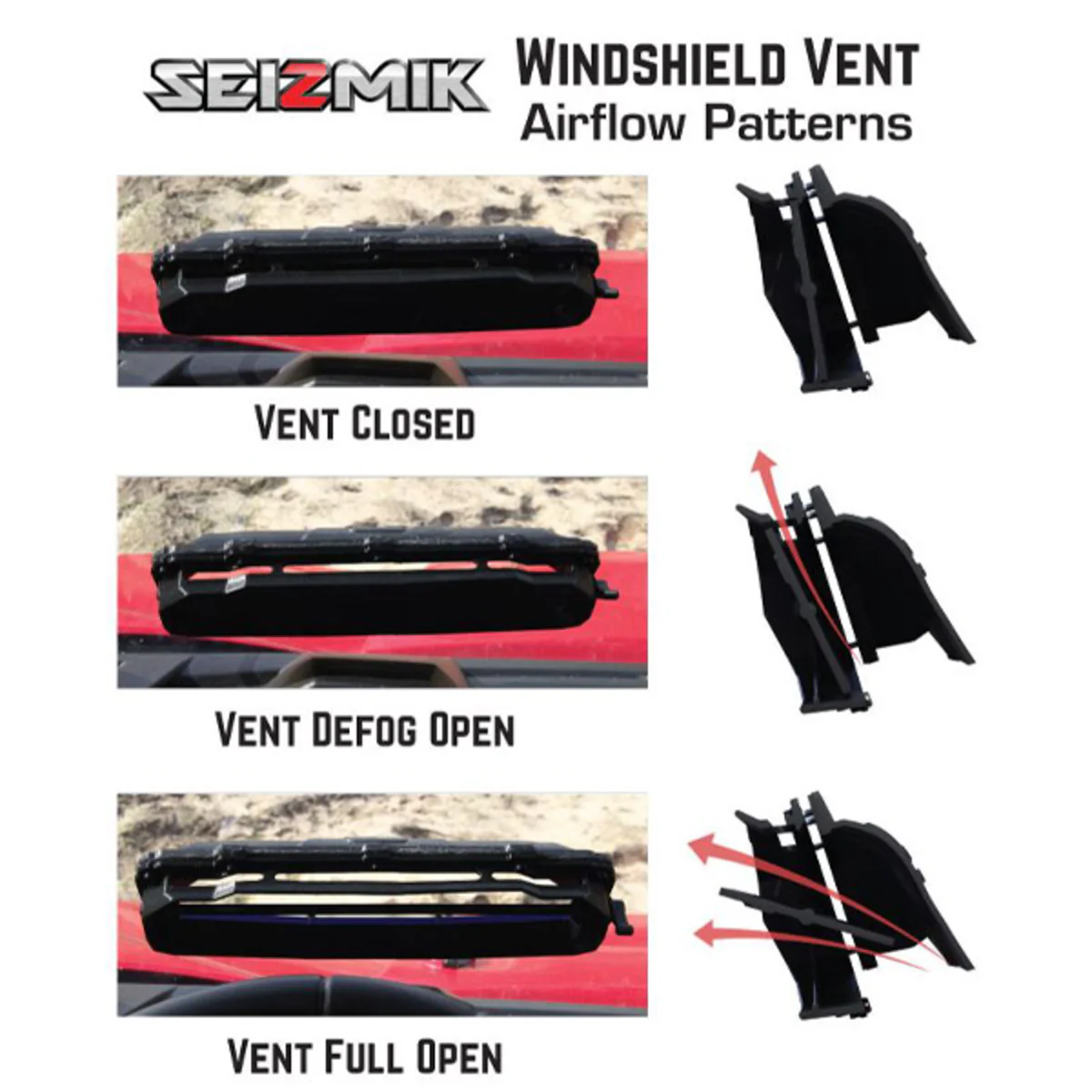 Seizmik '16-'26 Can-Am Defender HD7 Scratch Res Poly Flip Up Versa Vent Windshield - Image 5