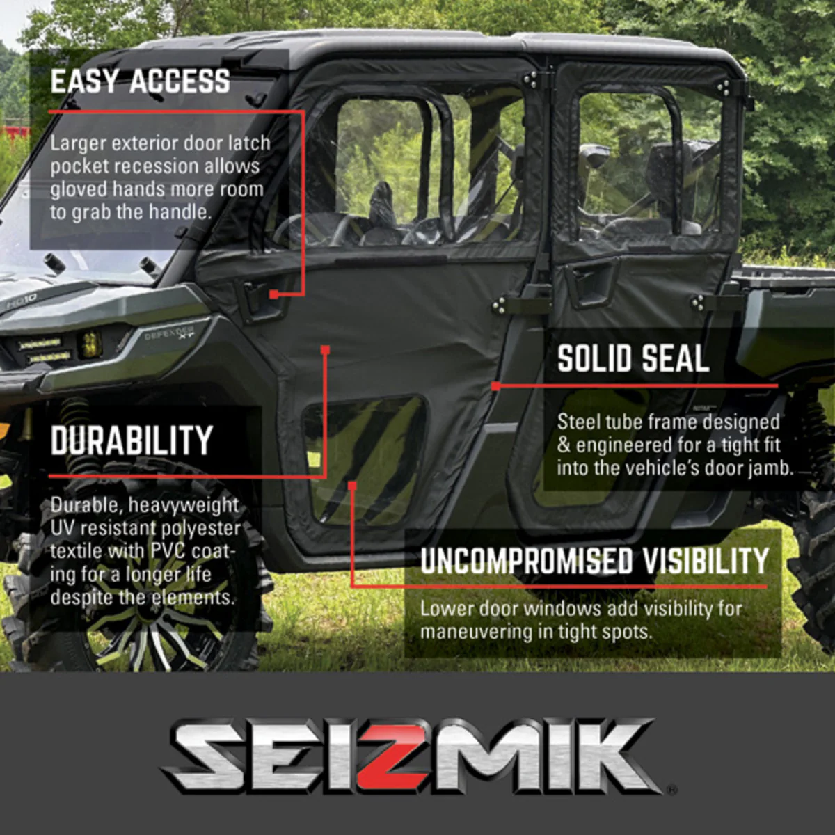 Seizmik '22-'24 Can-Am Defender MAX HD9 Framed Door Kit - Image 8