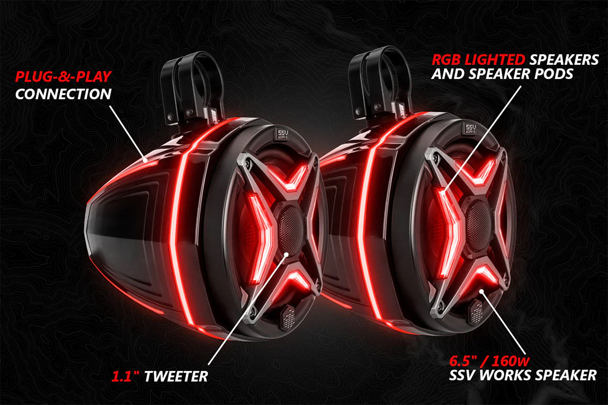 SSV Works '18-'24 Polaris Ranger XP 1000 V-Spec 5-Speaker Audio System With JVC - Image 4