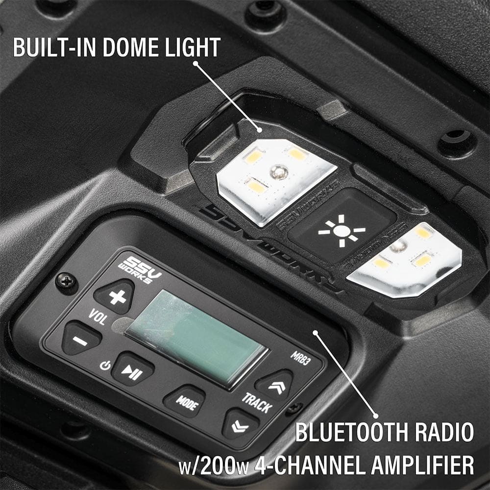 SSV Works '24-'26 Polaris RZR XP 1000 2-Speaker Overhead Soundbar w/ MRB3S Bluetooth Radio & Built-in Dome Light - Image 4