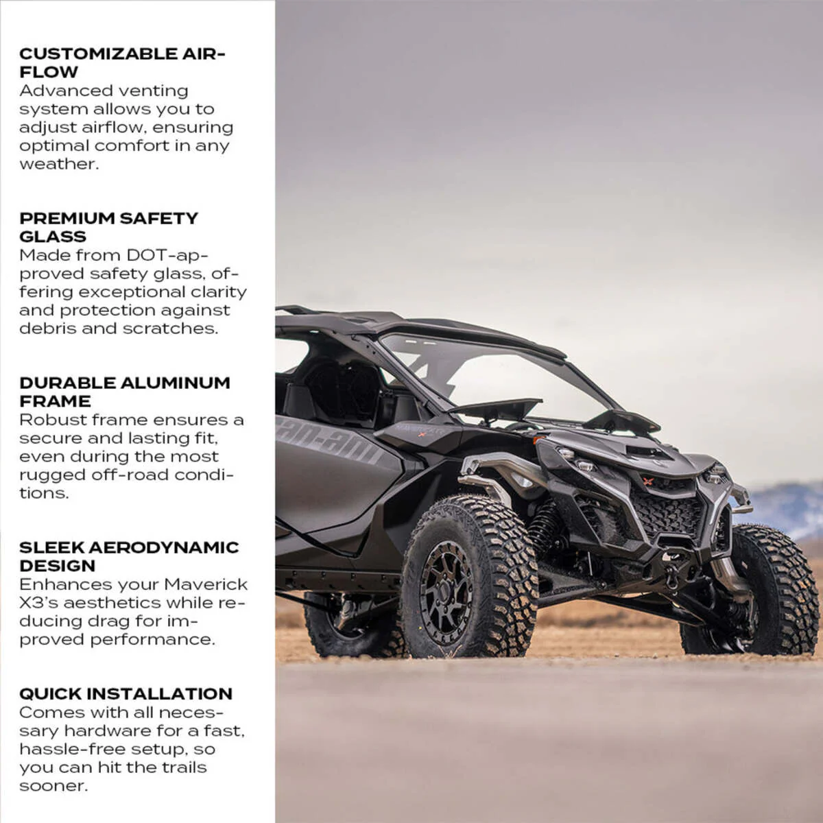 Super Comp Can-Am Maverick R Front Windshield - Image 3