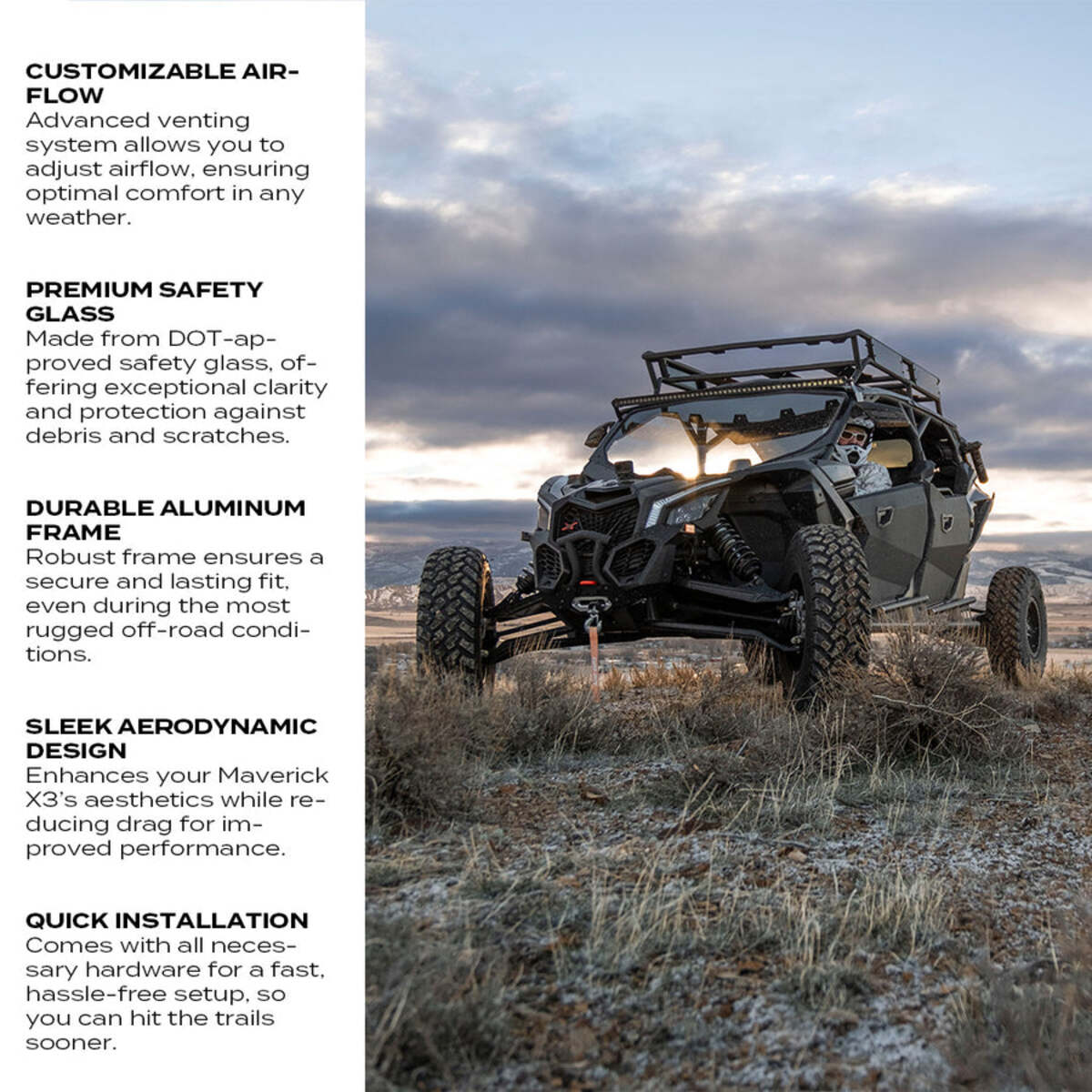 Super Comp Can-Am Maverick X3 Front Windshield - Image 3