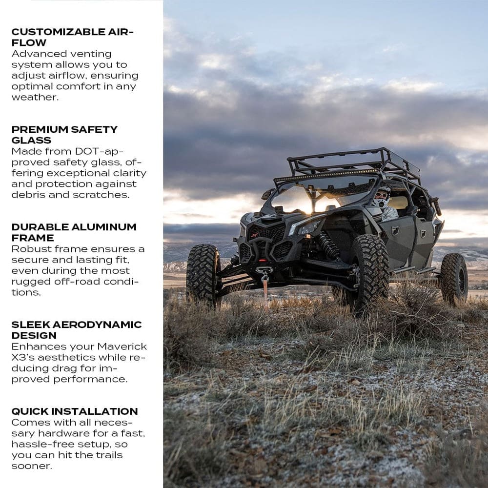 Super Comp Can-Am Maverick X3 Glass Front Windshield - Image 3