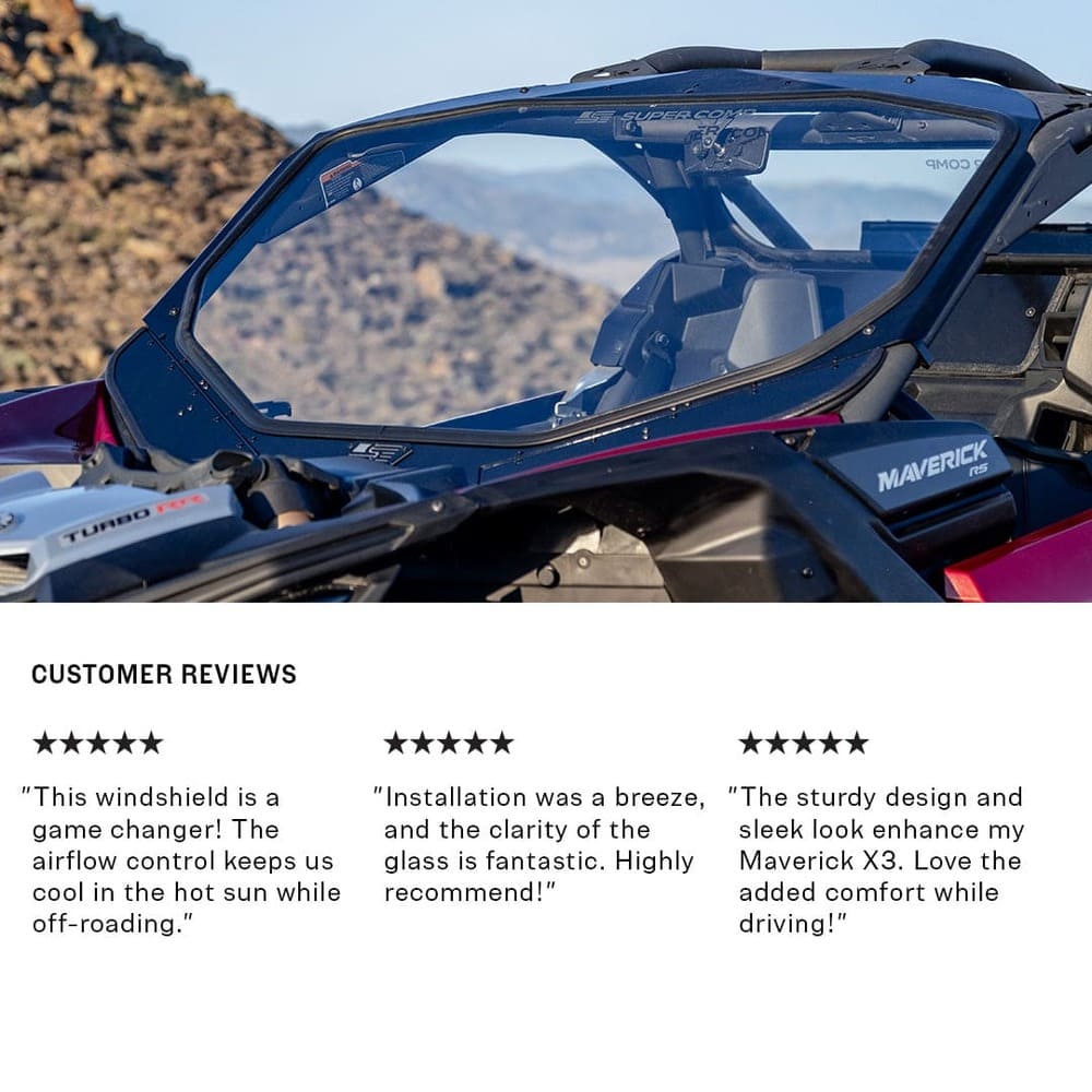 Super Comp Can-Am Maverick X3 Glass Front Windshield - Image 4