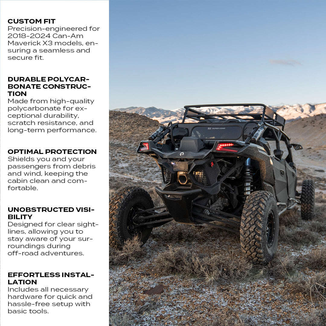 Super Comp Can-Am Maverick X3 Tinted Rear Windshield - Image 3