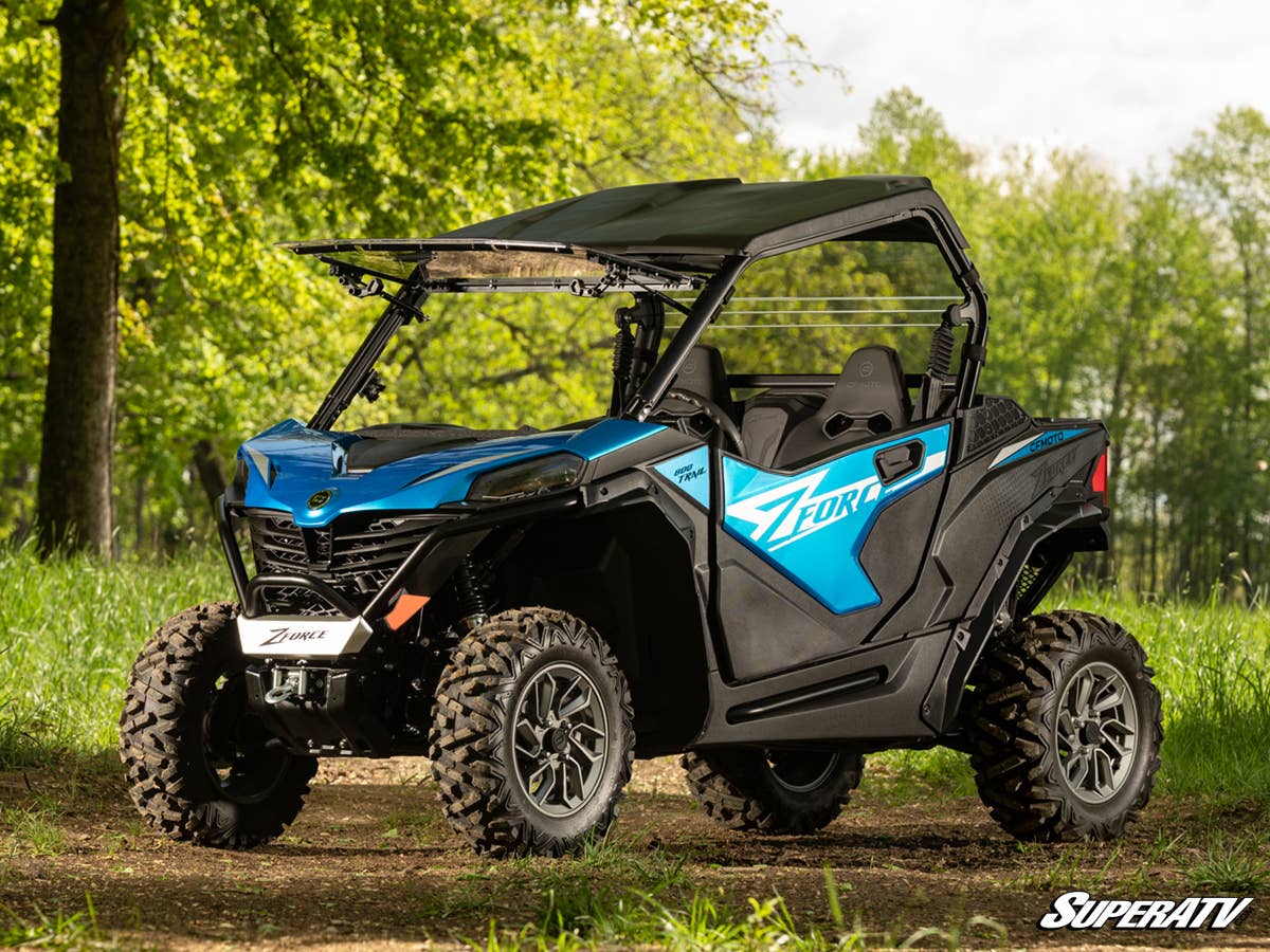 SuperATV CFMoto ZForce 950 Trail Scratch-Resistant Flip Windshield - Image 2