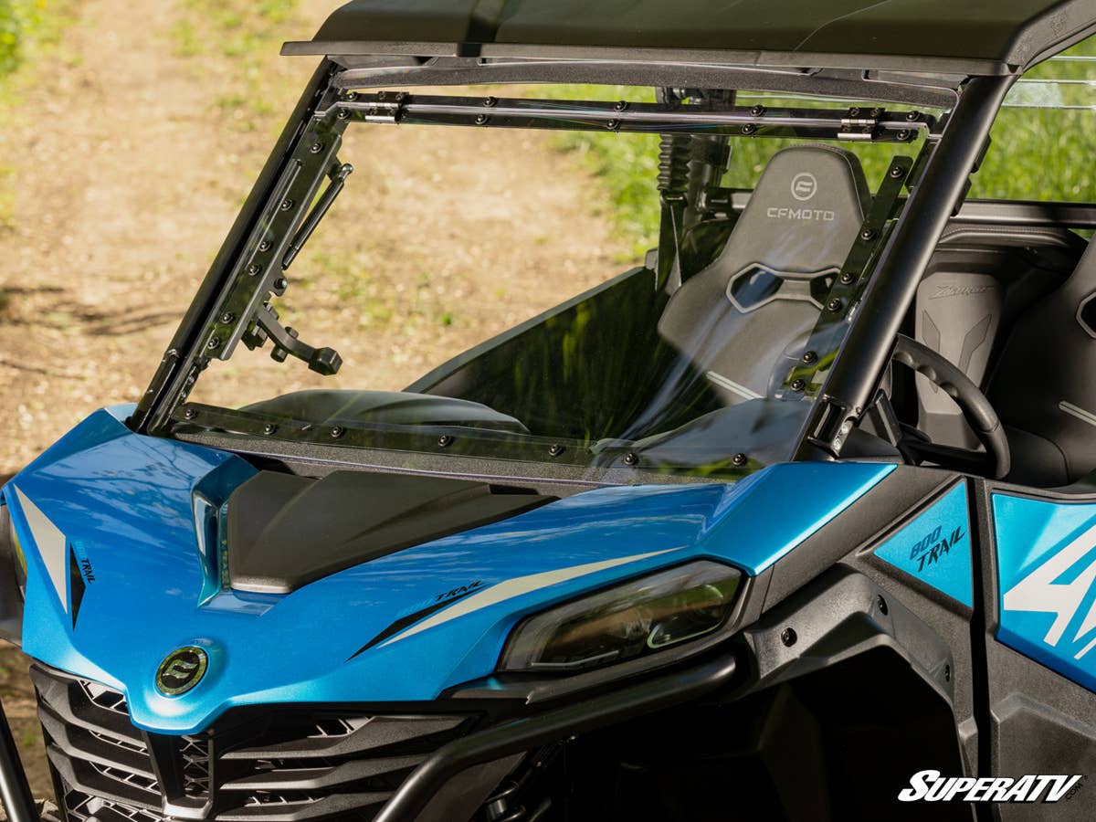 SuperATV CFMoto ZForce 950 Trail Scratch-Resistant Flip Windshield - Image 4