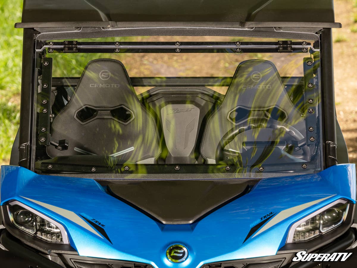 SuperATV CFMoto ZForce 950 Trail Scratch-Resistant Flip Windshield - Image 7
