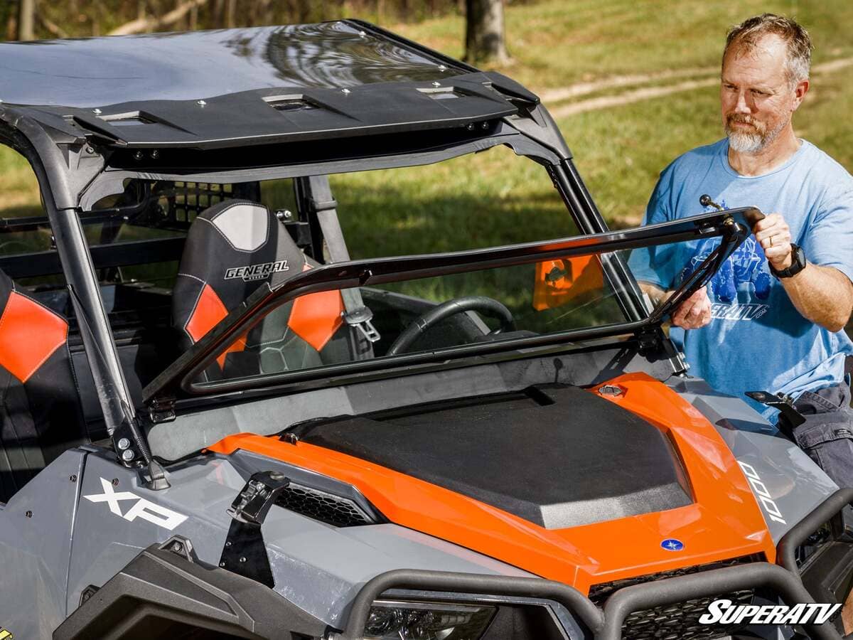 SuperATV Polaris General 1000 Flip-Down Glass Windshield - Image 5