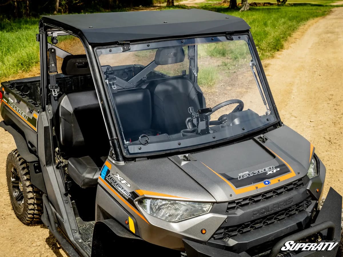 SuperATV Polaris Ranger XP Kinetic Scratch-Resistant Flip Windshield - Image 5