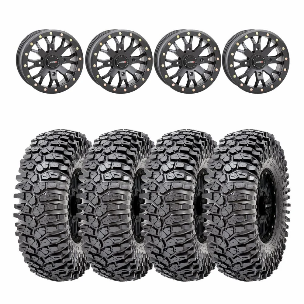 System 3 Black SB-4 Beadlock & Maxxis Radial Roxxzilla Wheel & Tire Kit