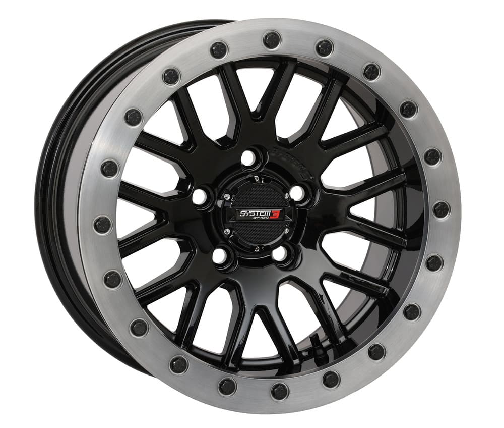 System 3 Gloss Black with Matte Brushed Ring SB-9 Beadlock & Maxxis Liberty Performance Off Road Wheel & Tire Kit - Image 2