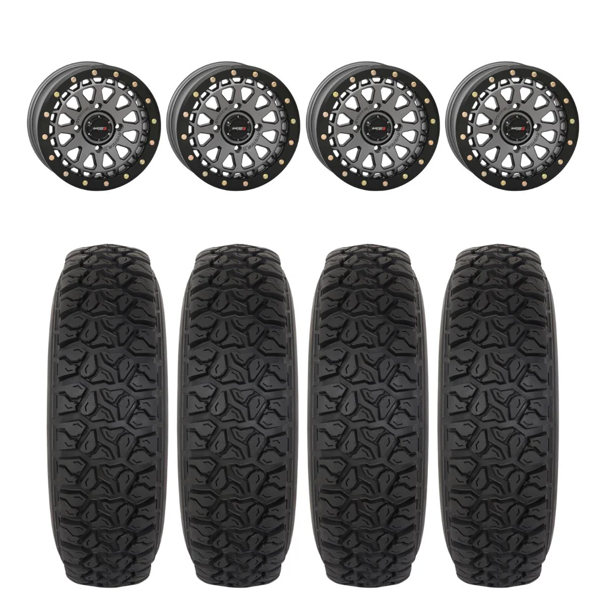 System 3 Gunmetal Grey SB-6 Beadlocks & System 3 DX440 Offroad Wheel & Tire Kit
