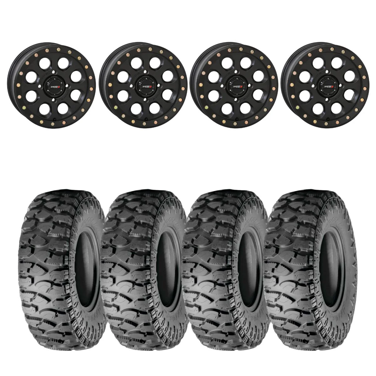 System 3 Matte Black SB-7 Beadlock & Atturo Trail Blade Boss Wheel & Tire Kit
