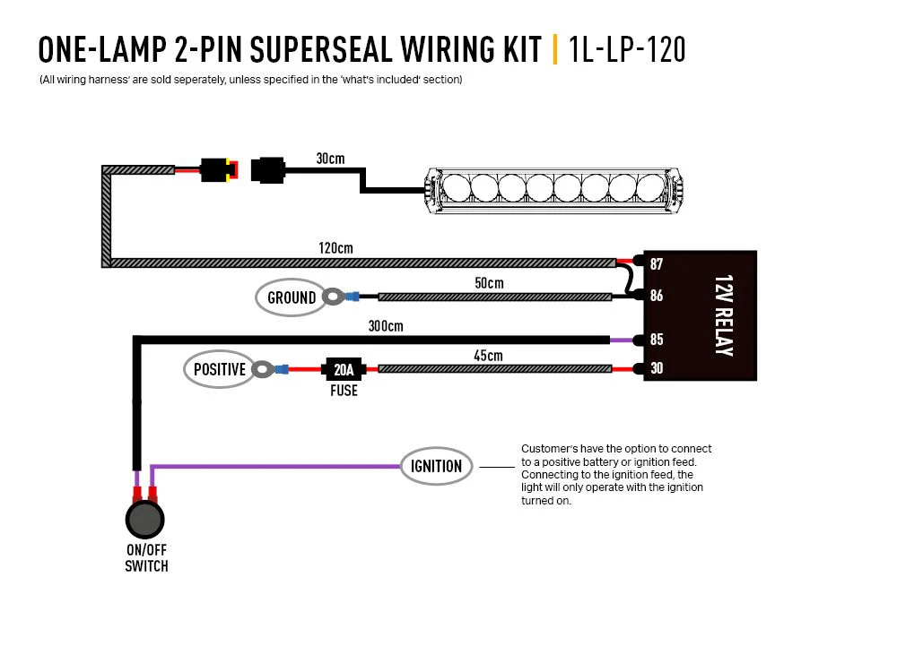 Triple R Lighting Single-Lamp Wiring Kit (2-Pin, Superseal, 12V) - Image 2