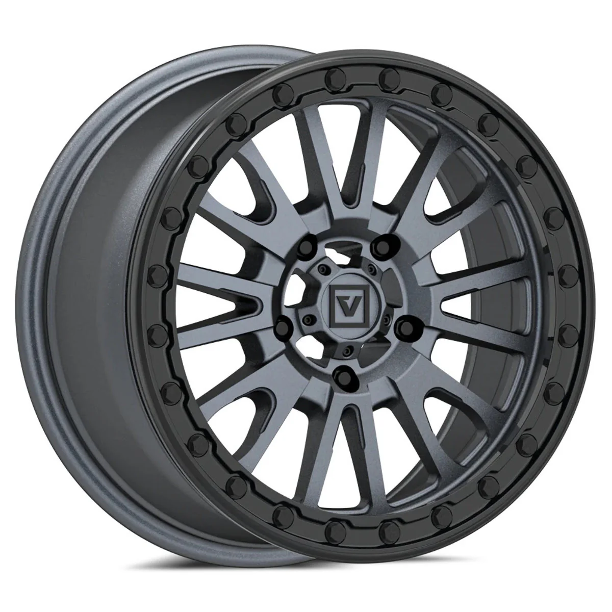 Valor Offroad V16 Beadlock UTV Wheel - Satin Gunmetal - Image 3