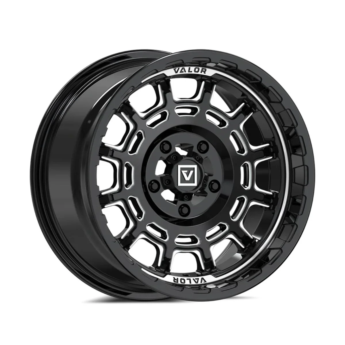 Valor Offroad V17 UTV Wheel - Gloss Black Milled