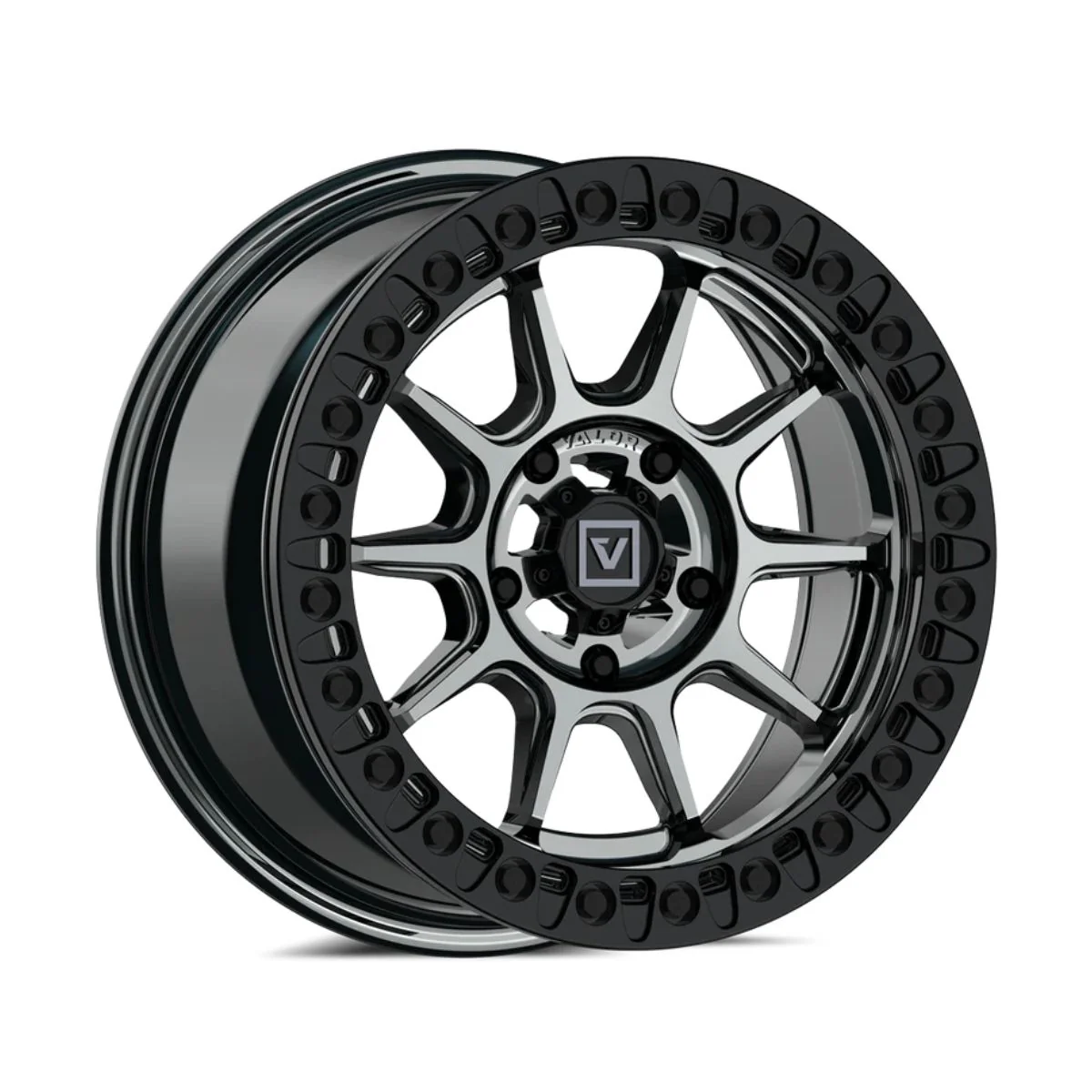Valor Offroad V18 Beadlock UTV Wheel - Hyper Black