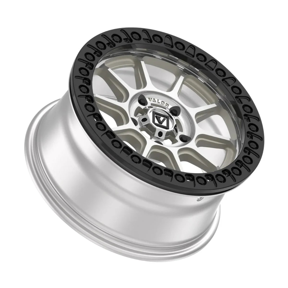 Valor Offroad V18 Beadlock UTV Wheel - Raw Machined - Image 3